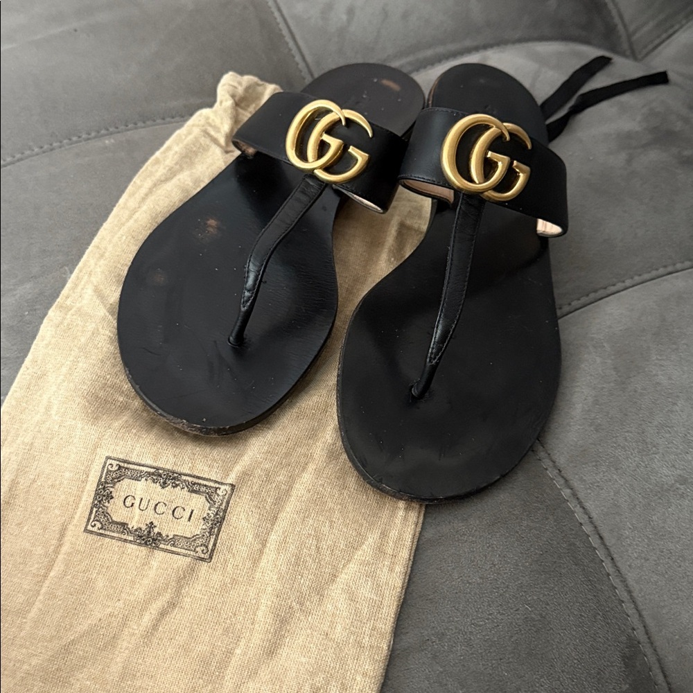 Gucci Black and Gold Women's Slippers